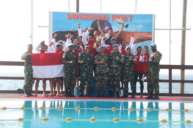 Pasukan Garuda Indobatt Juara Umum Lomba Renang Unifil di Lebanon